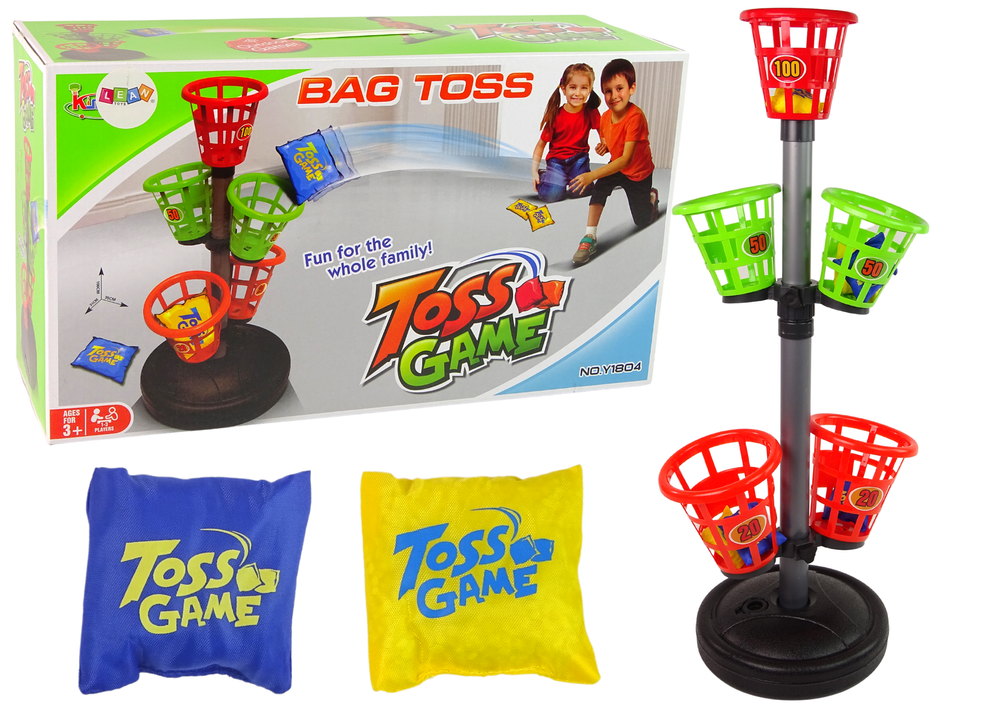 Family Skill Game Throwing At The Target Basket Points Bags