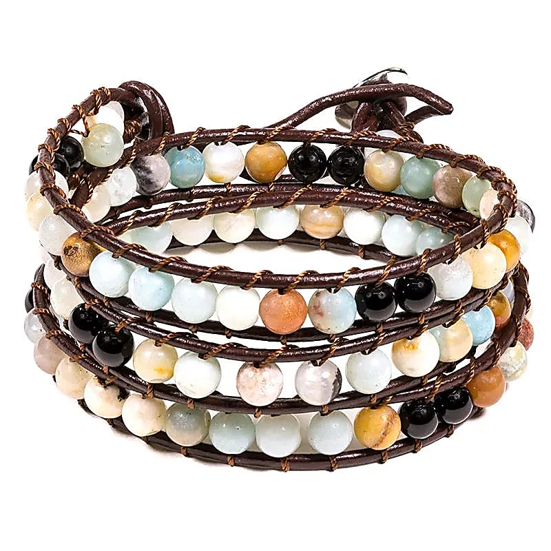 Bracelet Amazonite/black Agate - 0.6 Cm