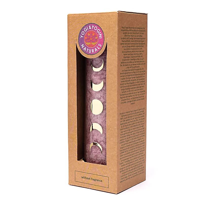 Candela Alla Stearina Fasi Lunari Rosa Antica Inodore - 21x6,5 Cm