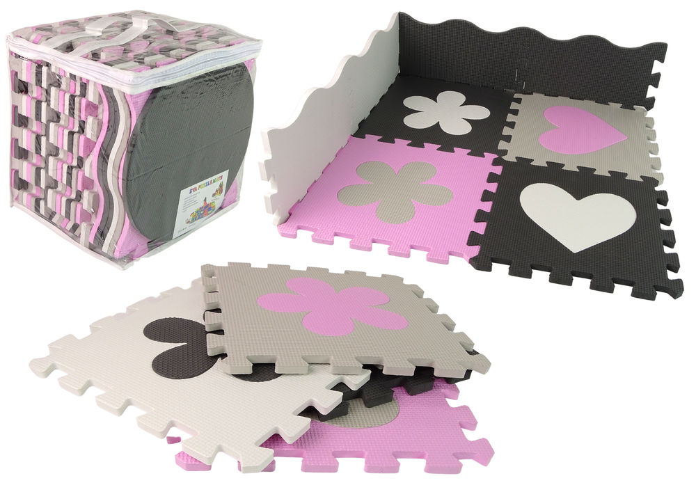 Eva Foam Educational Mat Puzzle For Babies Gray And Pink 25 Pcs.