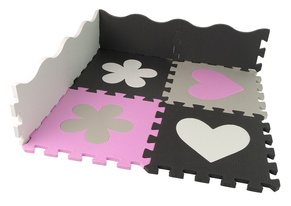 Eva Foam Educational Mat Puzzle For Babies Gray And Pink 25 Pcs.
