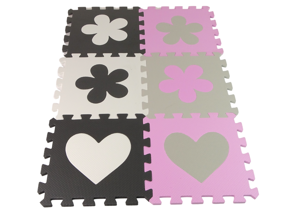 Eva Foam Educational Mat Puzzle For Babies Gray And Pink 25 Pcs.