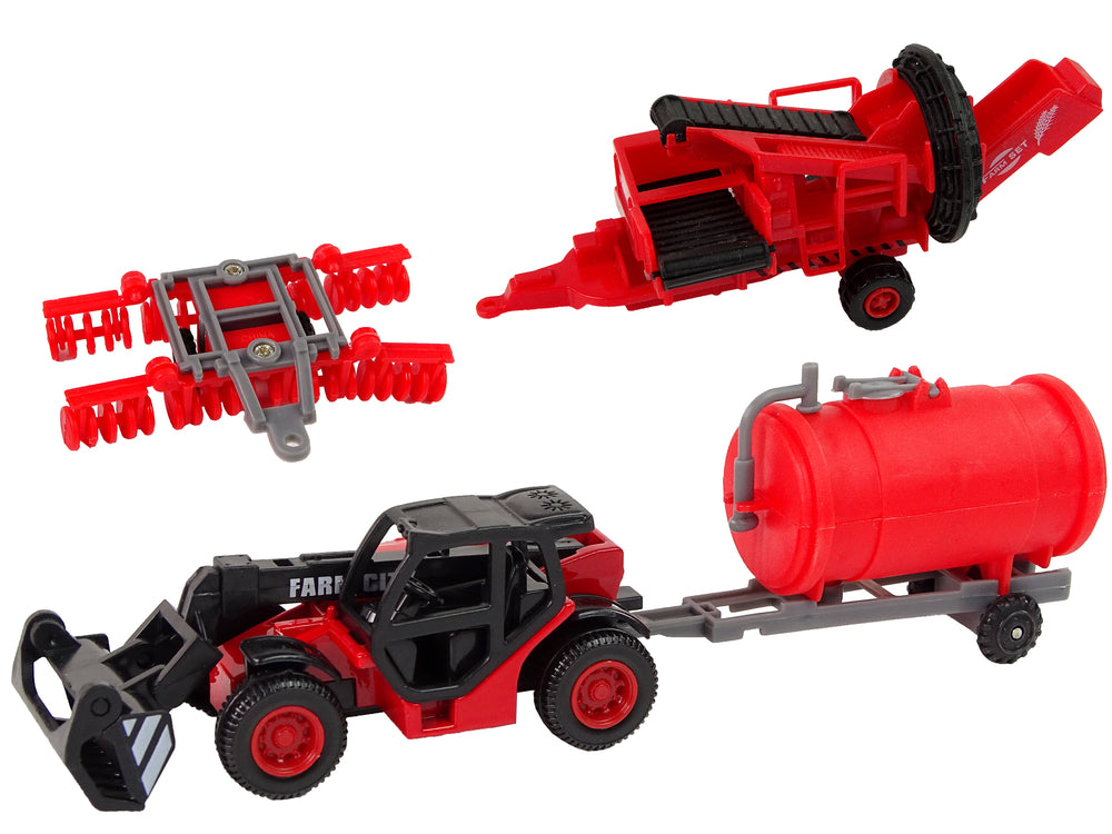 Set Of Agricultural Vehicles Tractor 12 Pieces Metal