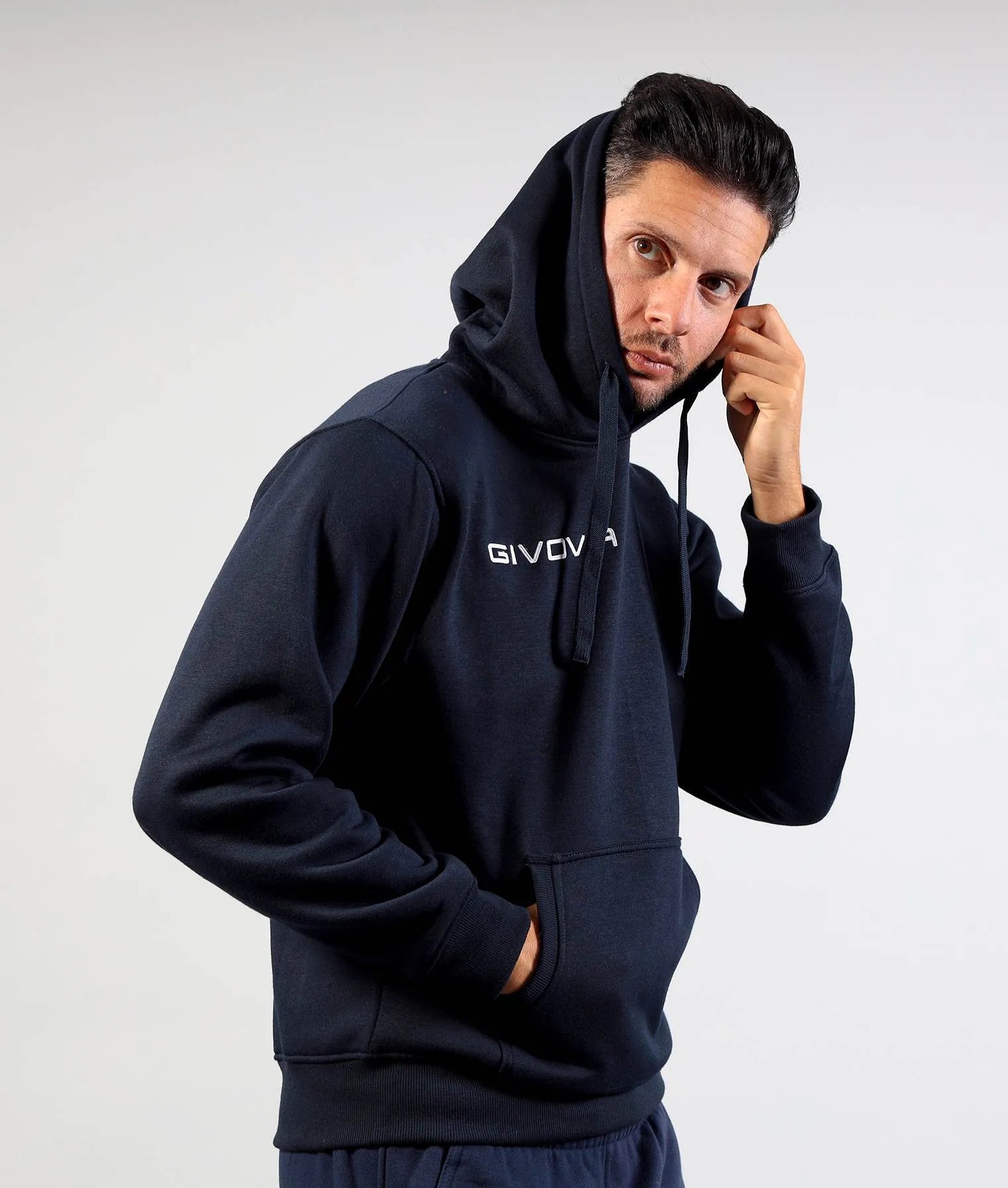 Cotton sweatshirt givova hoodie blue - 3XL