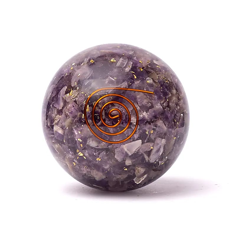 Orgonite Sfär Ametist Med Seed Of Life - ±5,5cm