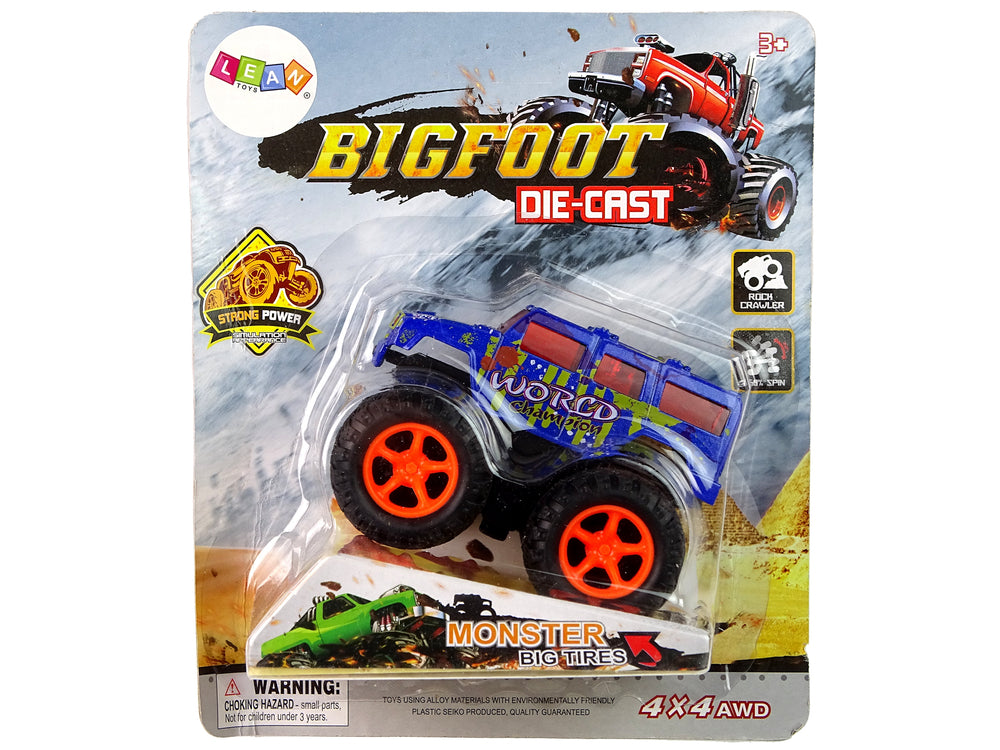 Resorak Monster Truck Pull Back Drive Rubber Tyres Metal Body + Evolving Ramp