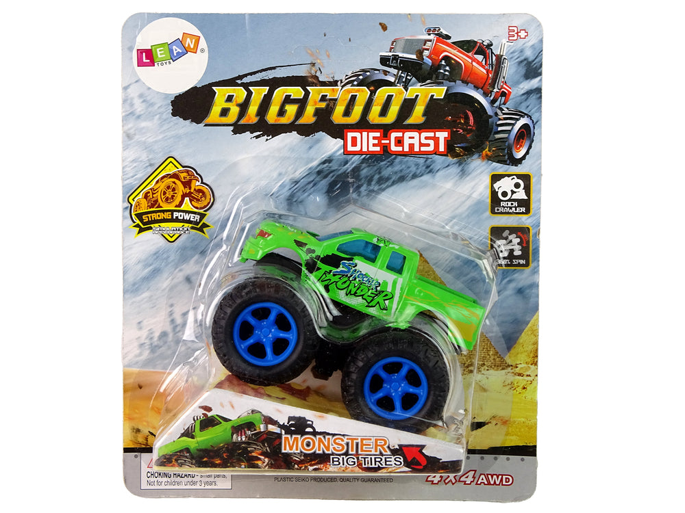 Resorak Monster Truck Pull Back Drive Rubber Tyres Metal Body + Evolving Ramp