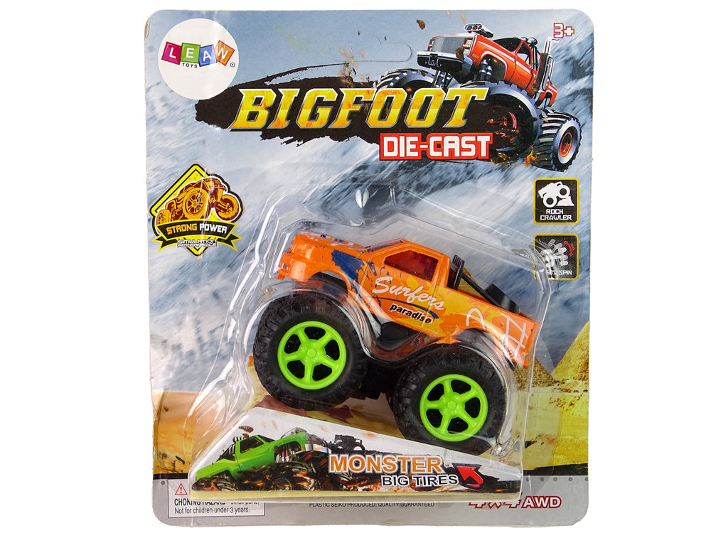 Resorak Monster Truck Pull Back Drive Rubber Tyres Metal Body + Evolving Ramp