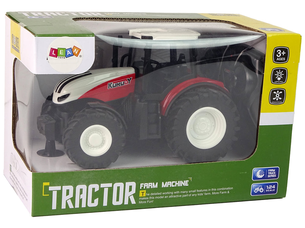 Agricultural Tractor 1:24 Remote Controlled R/c Pilot Farm White Red