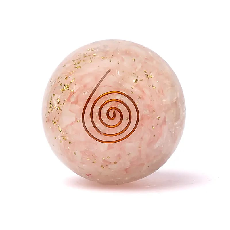Orgoniet Bol Rozenkwarts Met Hart - ±5,5cm