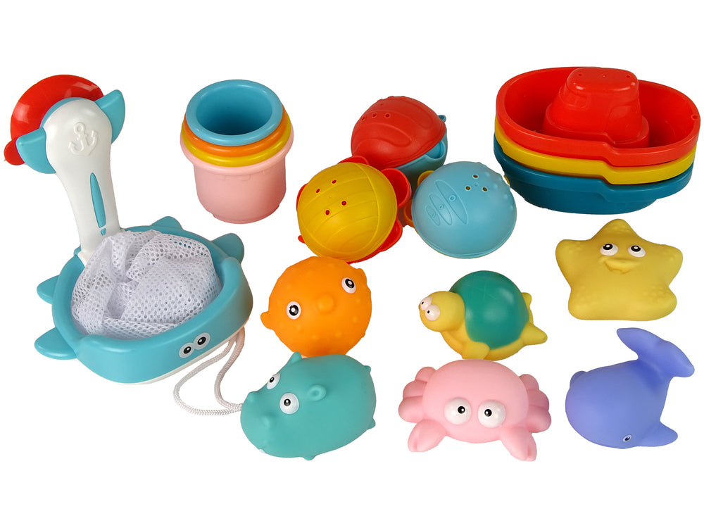 Water Animals Rubber Mesh Bathing Set Sea Creatures 17 Pieces