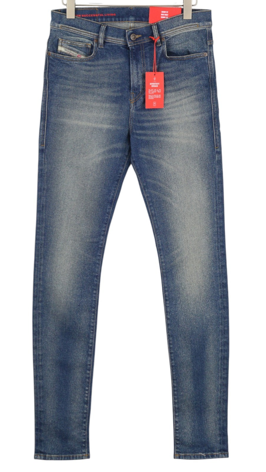 Diesel 1983 09d82 mænd jeansblå falmet skinny pasform lynlås