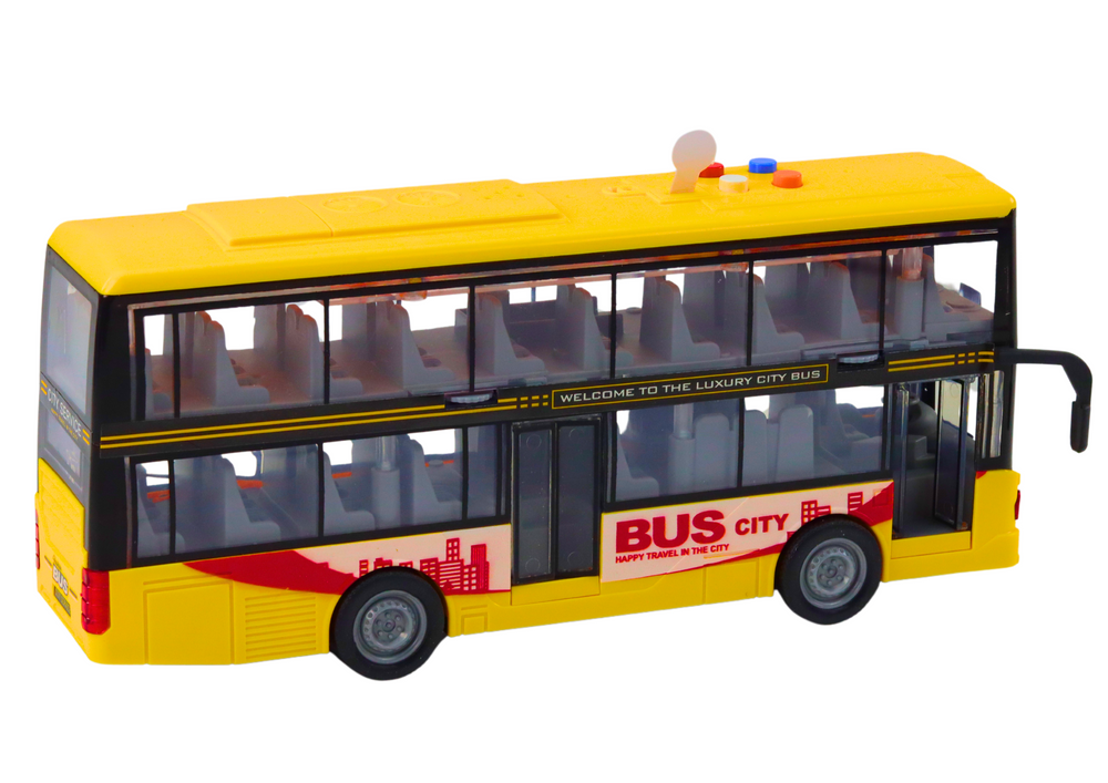 Double Decker Bus 1:16 Lights Sounds Friction Drive Yellow