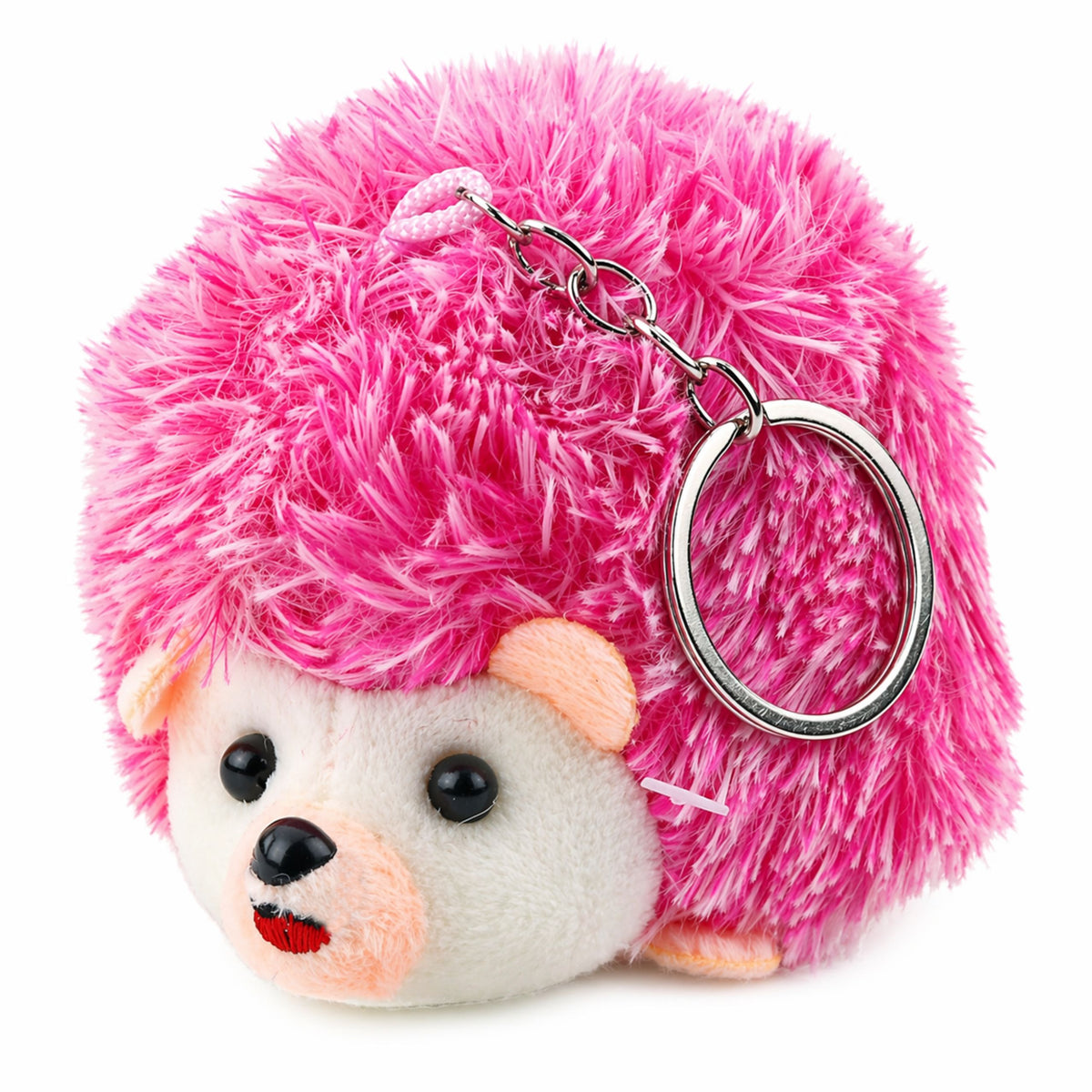 Plush Hedgehog Mascot Keychain Ring Pink 9cm