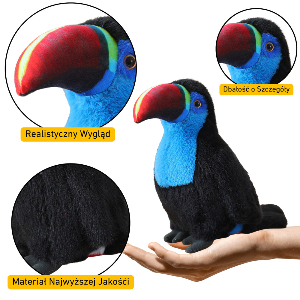 Plush Toucan Bird Mascot Cuddly Toy Blue 20cm
