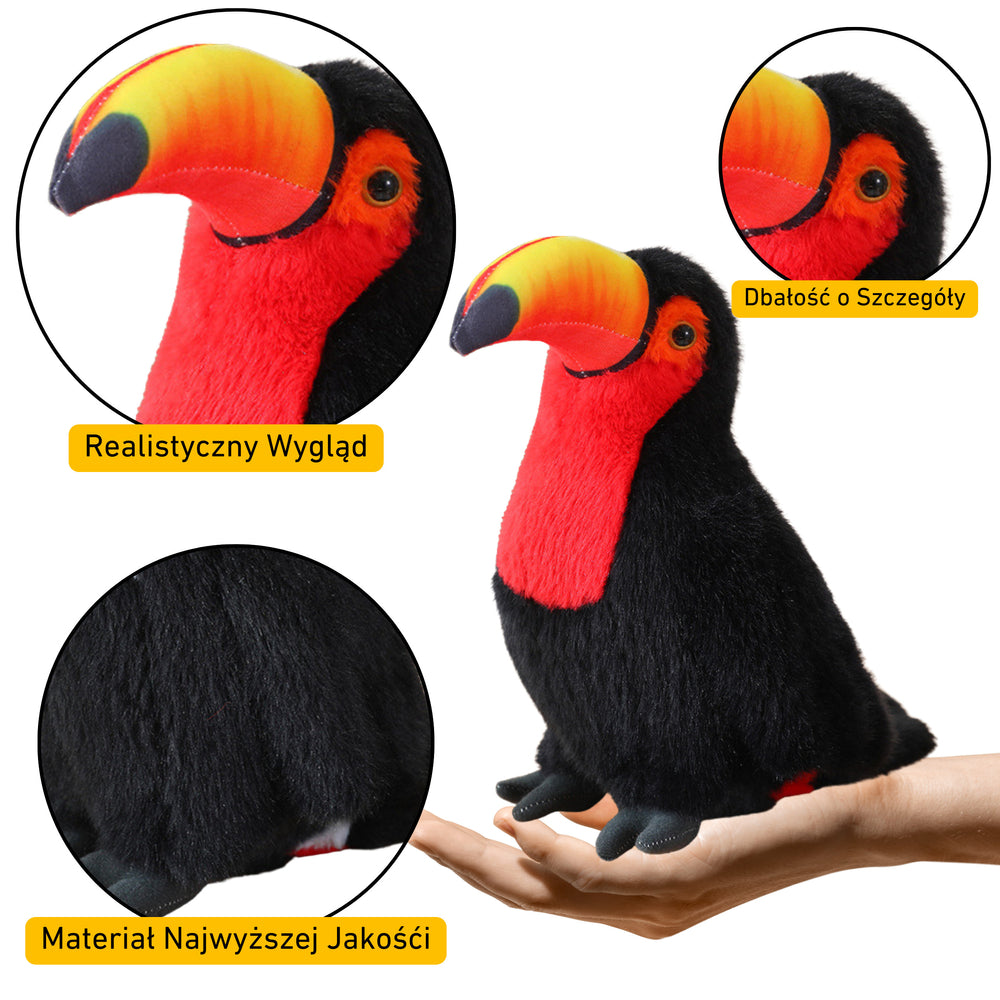 Pluszowy Tukan Ptak Pluszowa Maskotka Przytulanka Czerwona 30cm
