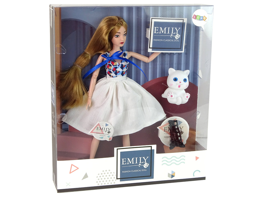 Baby Doll Doll With Cat Long Brown Hair.