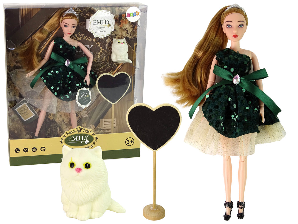Emily Wooden Heart White Cat Baby Doll