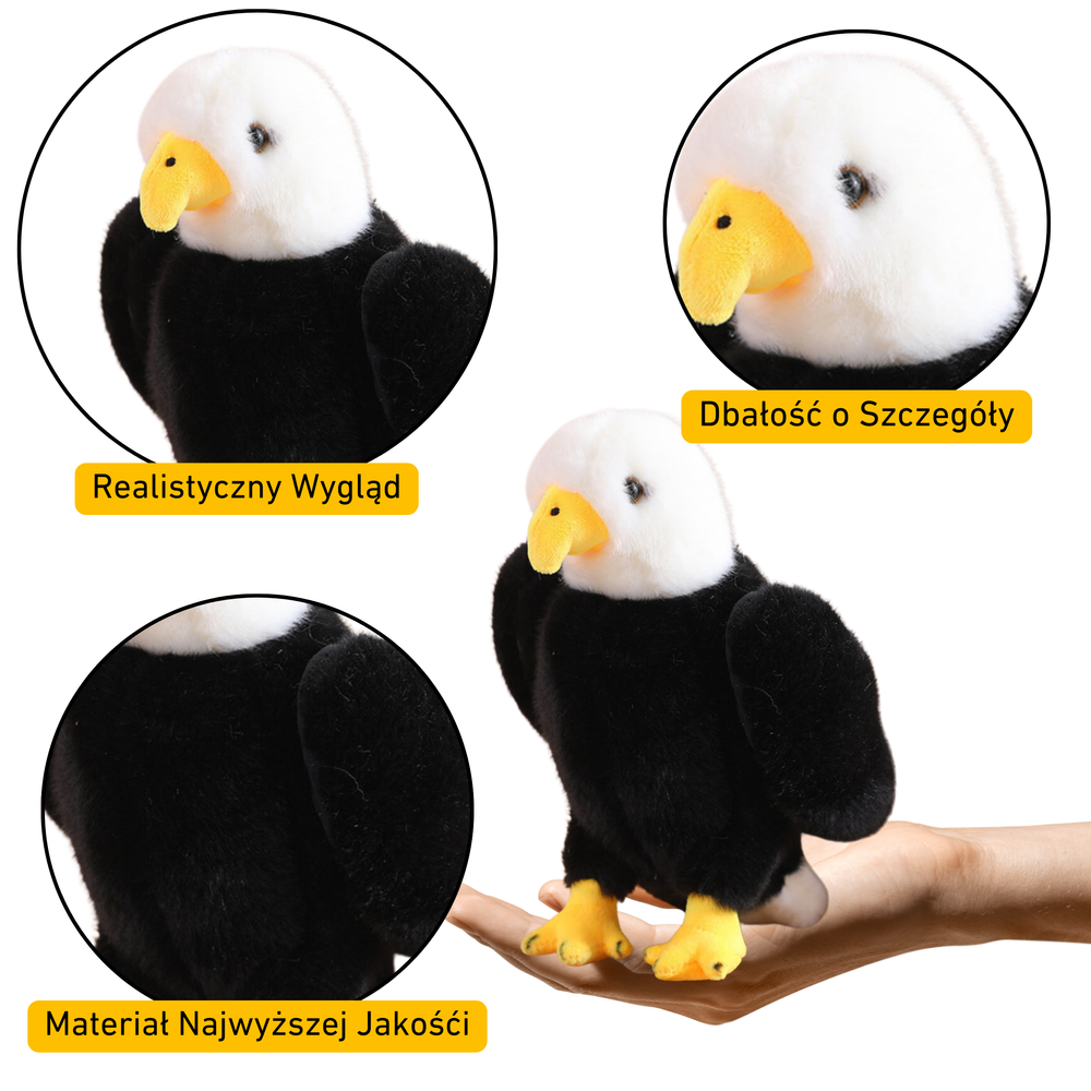 Pluszowy orzeł ptak pluszowa maskotka maskotka przytulanka czarno-biała 25cm