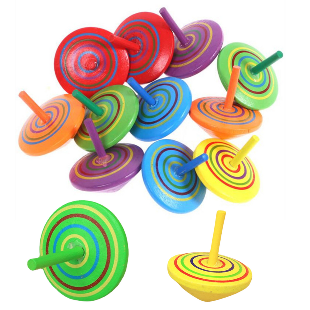 Mini Spinning Top színes fa ügyességi játék 4cm