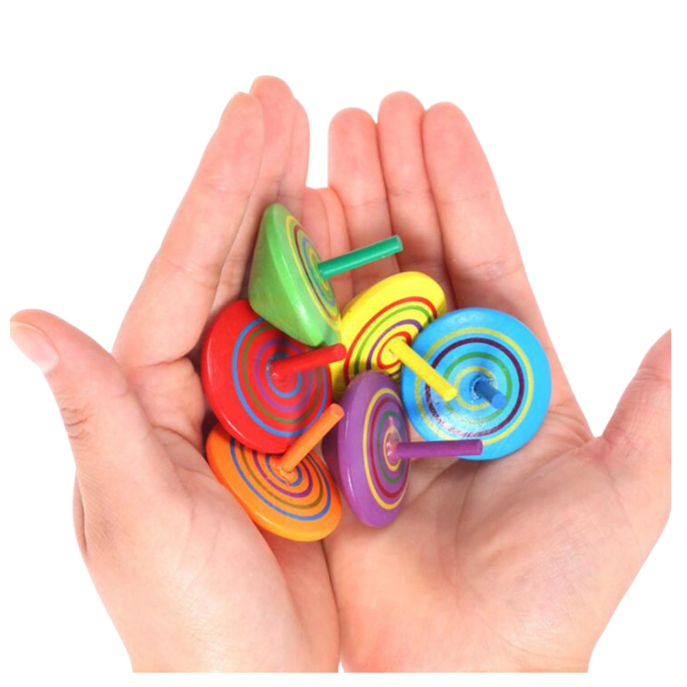 Mini Spinning Top színes fa ügyességi játék 4cm