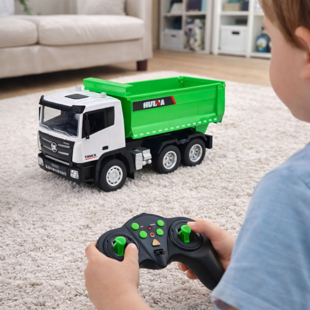 Huina Rc fjernbetjening dumper grøn 1:18
