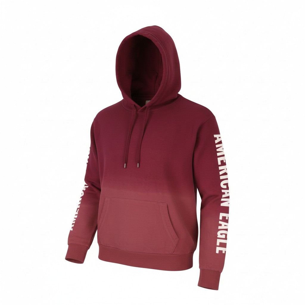 Felpa con cappuccio da uomo American Eagle Outfitters, tasca a marsupio rossa sbiadita, morbida da indossare