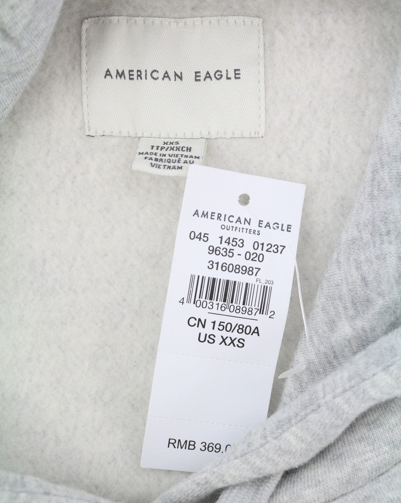 American Eagle Outfitters Damen Kapuzenpullover, grau meliert, mit Kängurutasche zum Überziehen