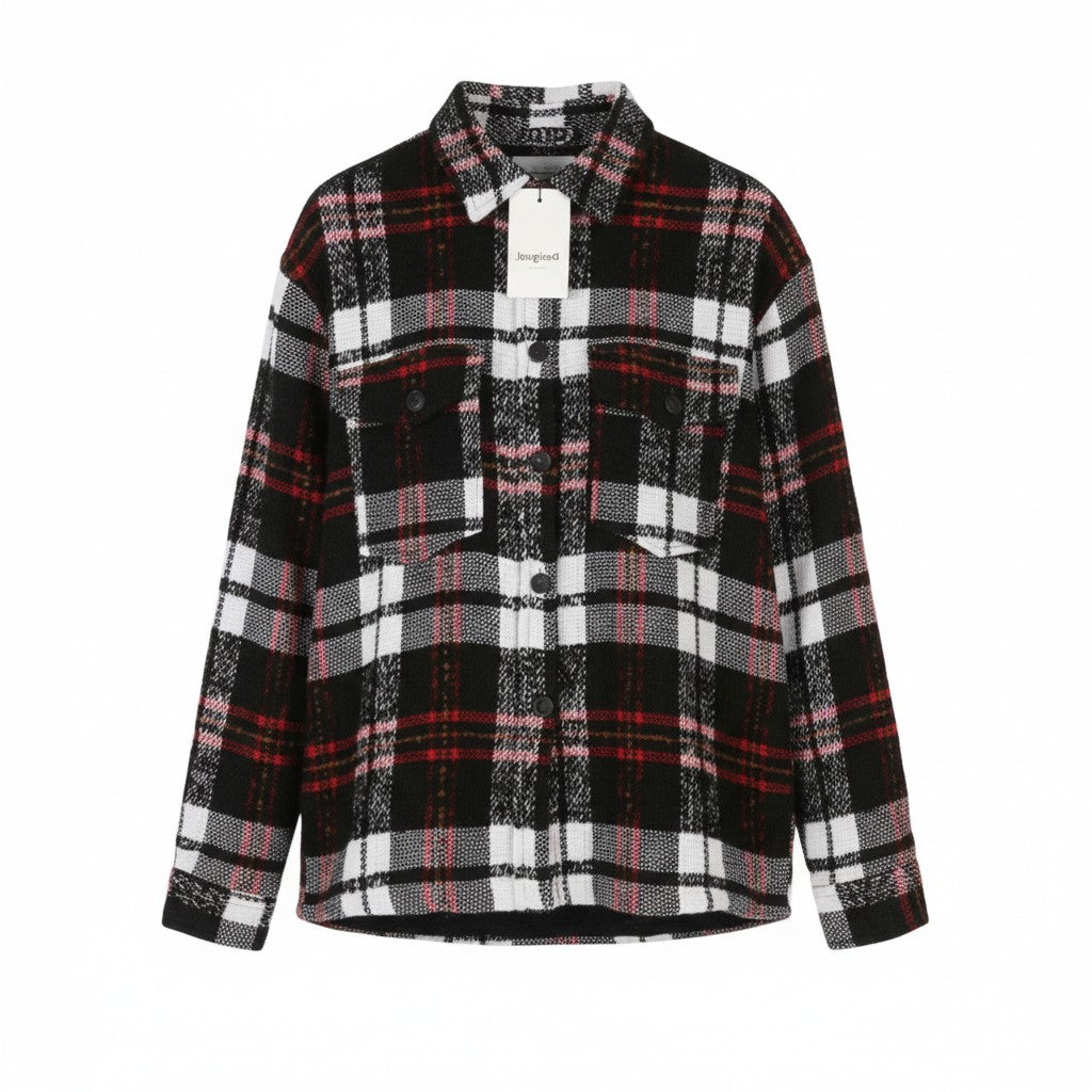 Desigual Chaq Tucson Women Jacketcheck Overshirt s rovným zapínáním na knoflíky