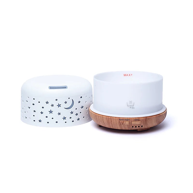 Aroma difuzér Nebula Round White / Wood Print - 300ml
