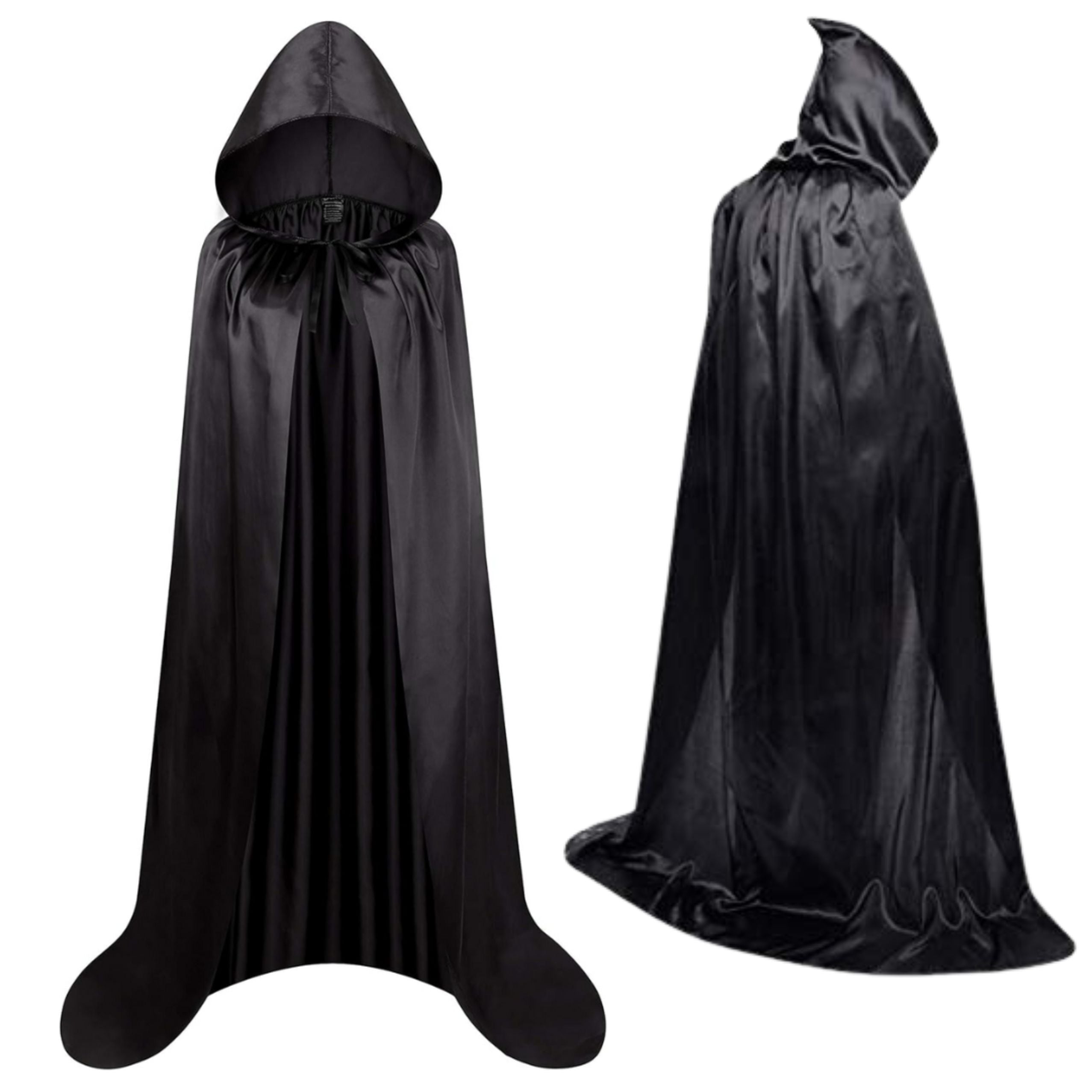 Cape With Hood Carnival Halloween Black 150cm