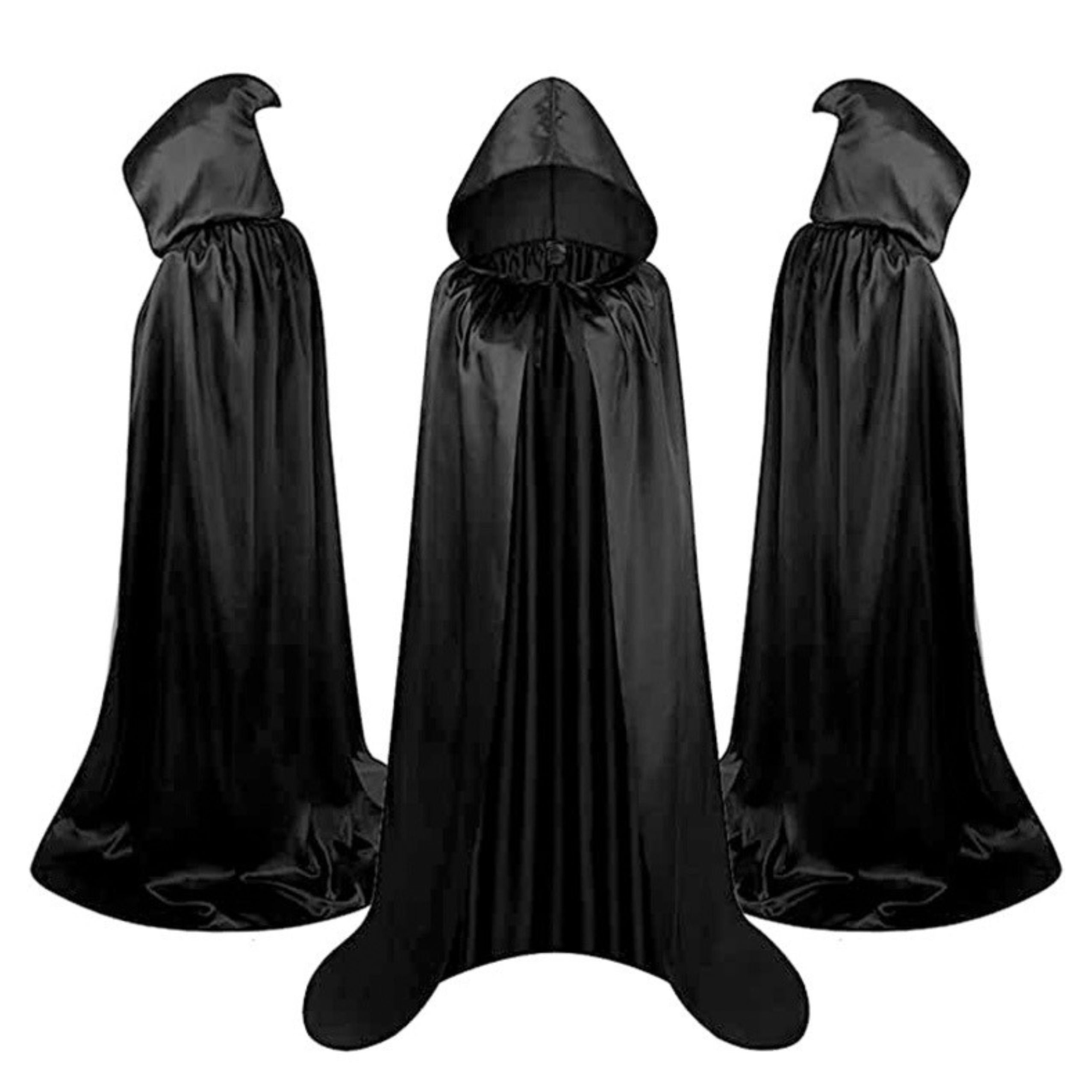 Cape With Hood Carnival Halloween Black 150cm