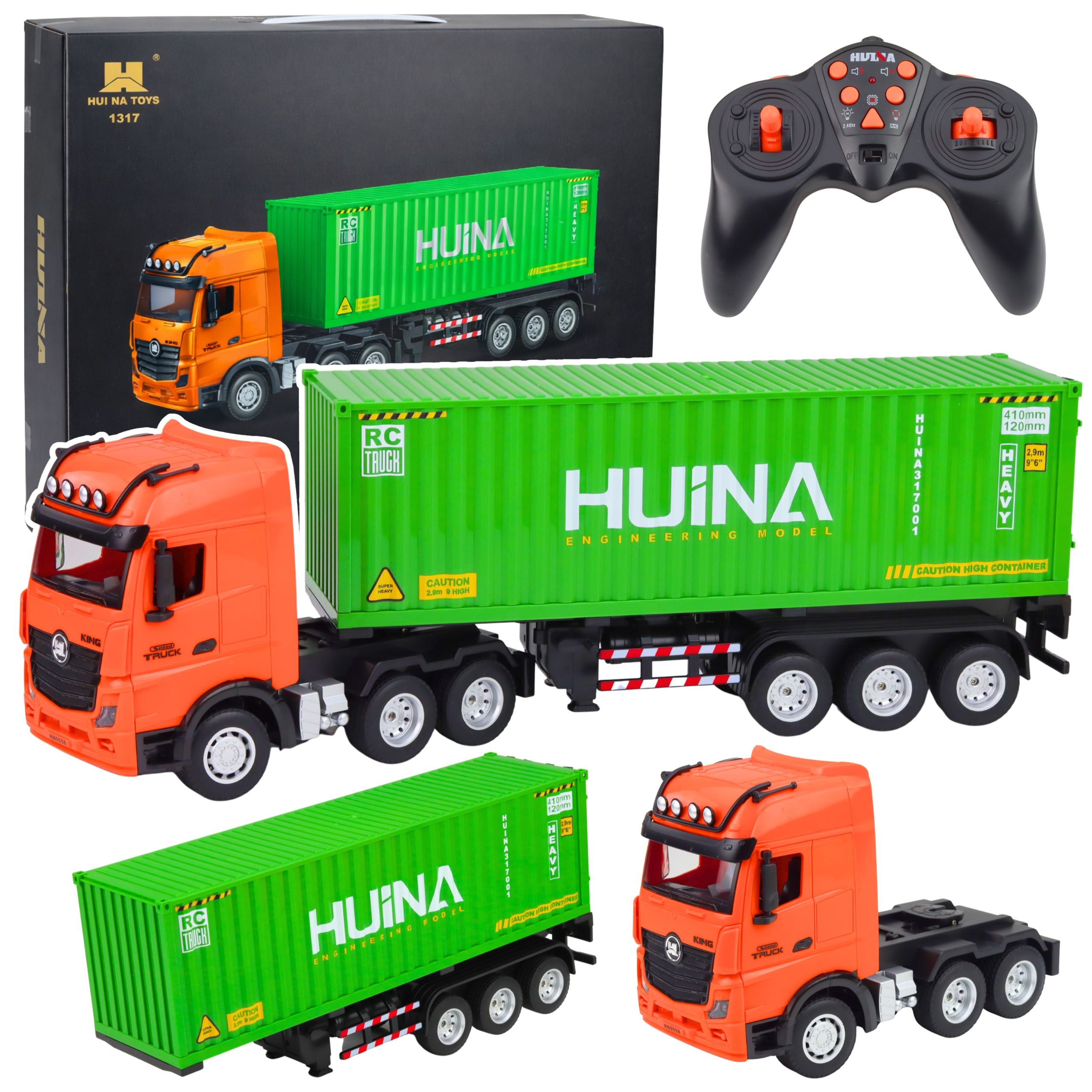 Rc Remote Control Truck With Container Huina Lights And Sounds 1:18