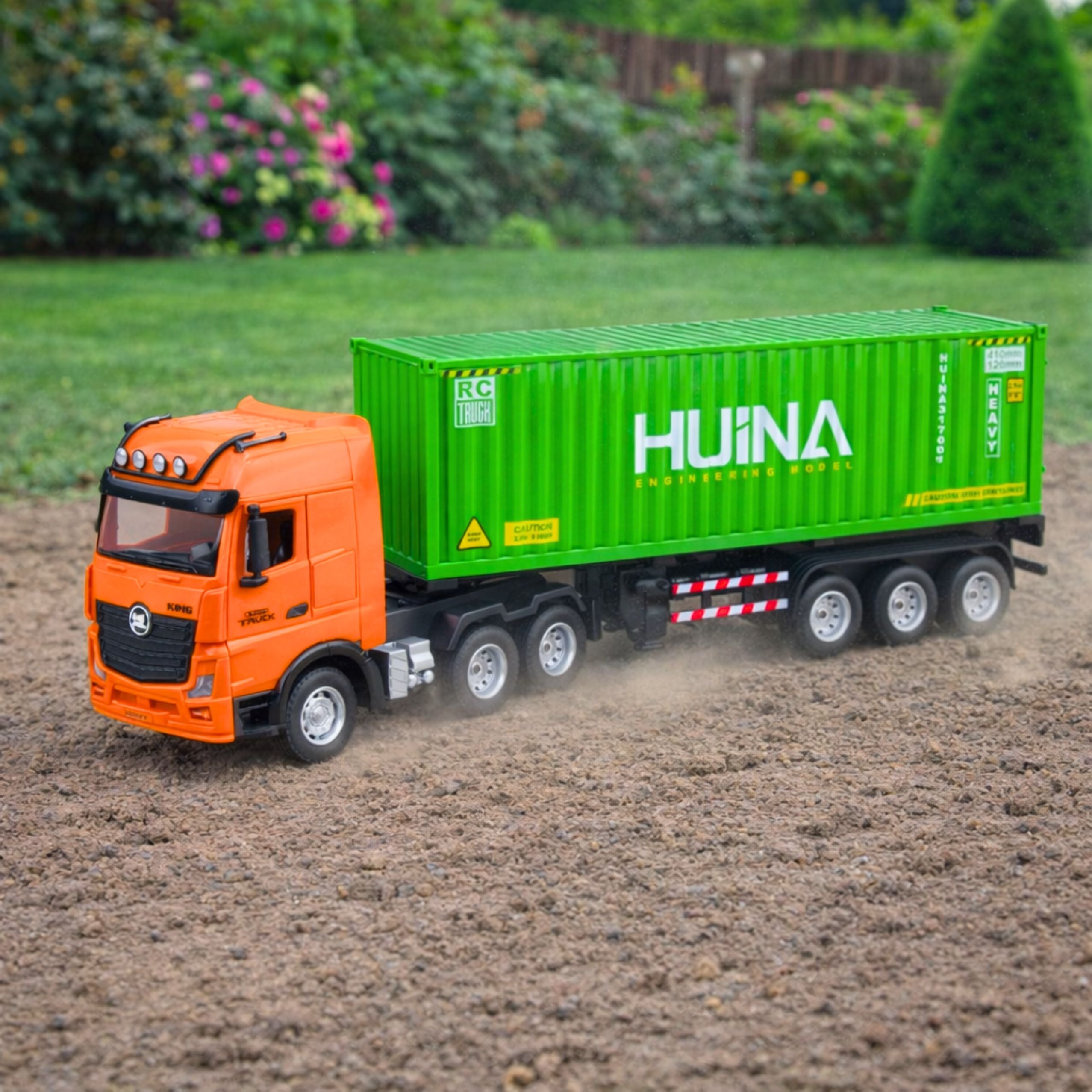 Rc Remote Control Truck With Container Huina Lights And Sounds 1:18