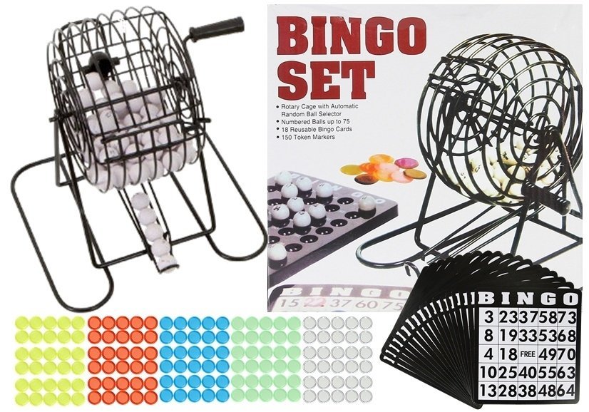 Set da gioco per bingo in metallo Macchina per lotteria con carte riutilizzabili
