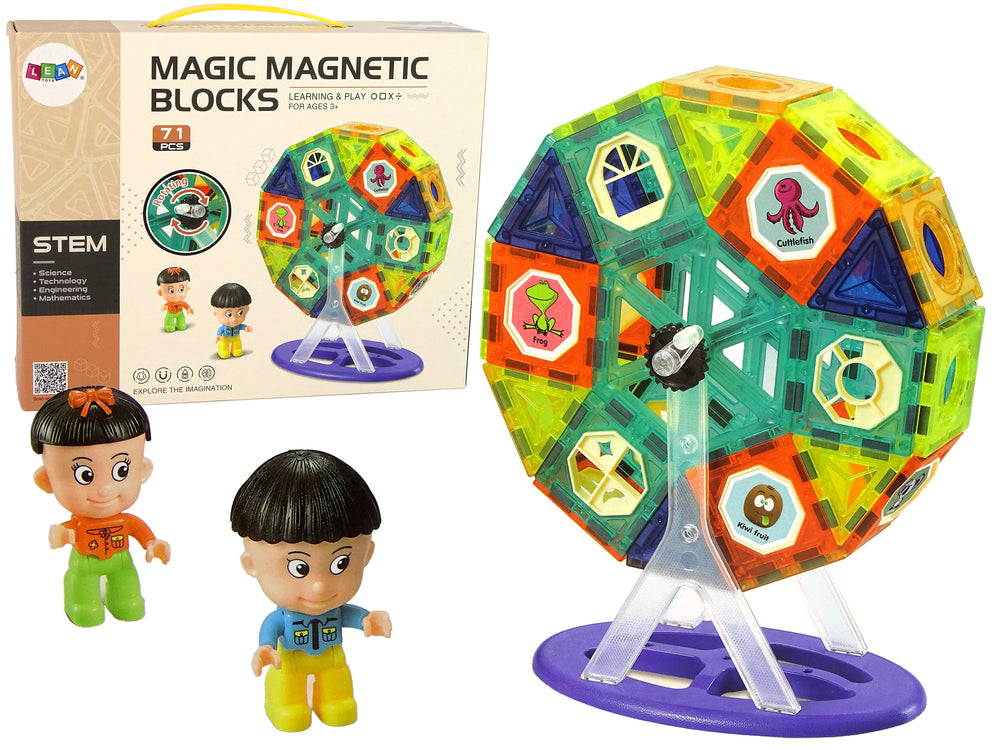 Magnetic Bricks 3d Devil's Mill Carousel 71 Pieces