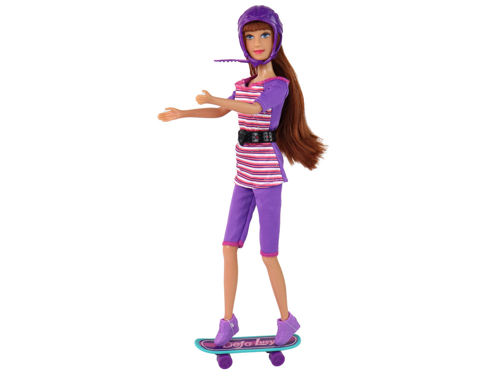 Conjunto de bonecas Lucy Capacetes de skate scooter roxos