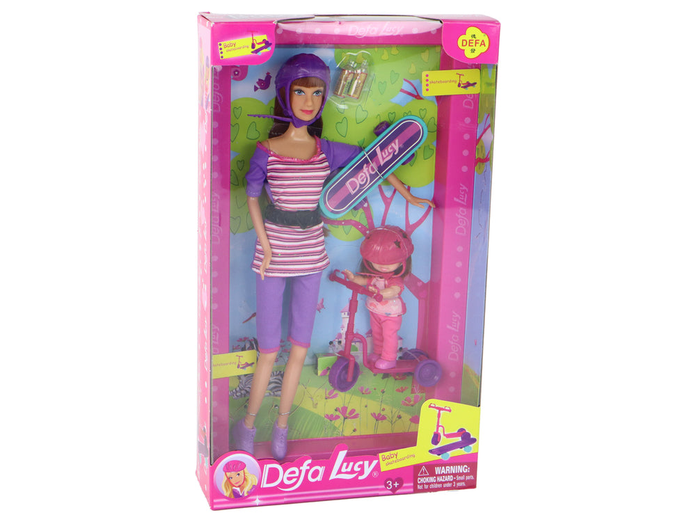 Conjunto de bonecas Lucy Capacetes de skate scooter roxos