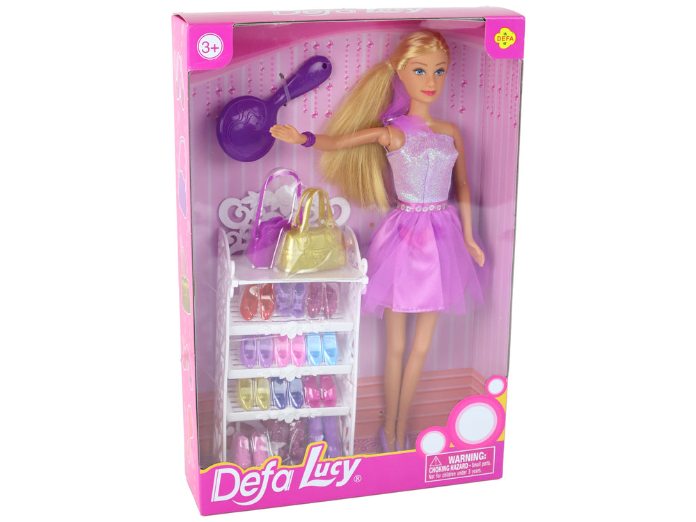 Lucy Doll Purple Glitter Dress Set Shoes