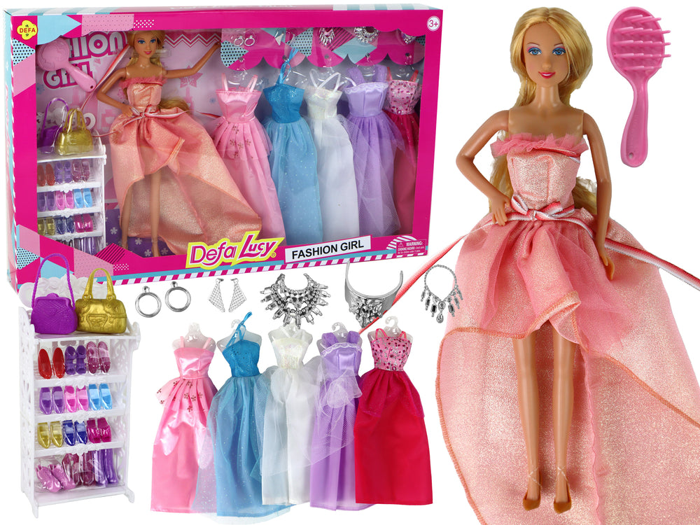 Children's Doll Long Blonde Hair Wardrobe Shoes Dresses Accessories