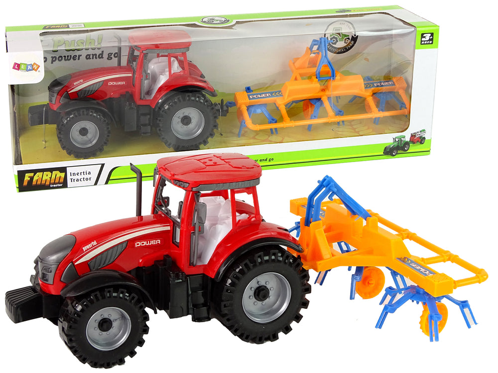 Red Tractor With Rake Friction Drive