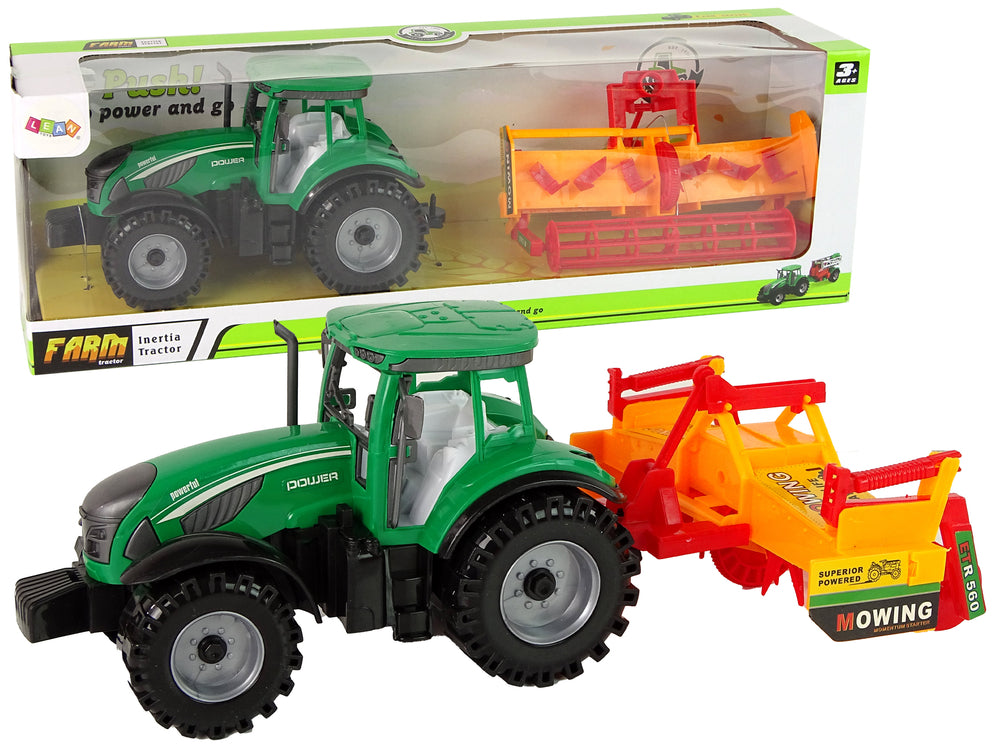 Green Tractor With Orange Cultivator For Kids