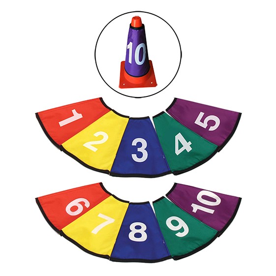 Sæt 10 Numbenet Cover til Pvc Marker Cone Multicolor