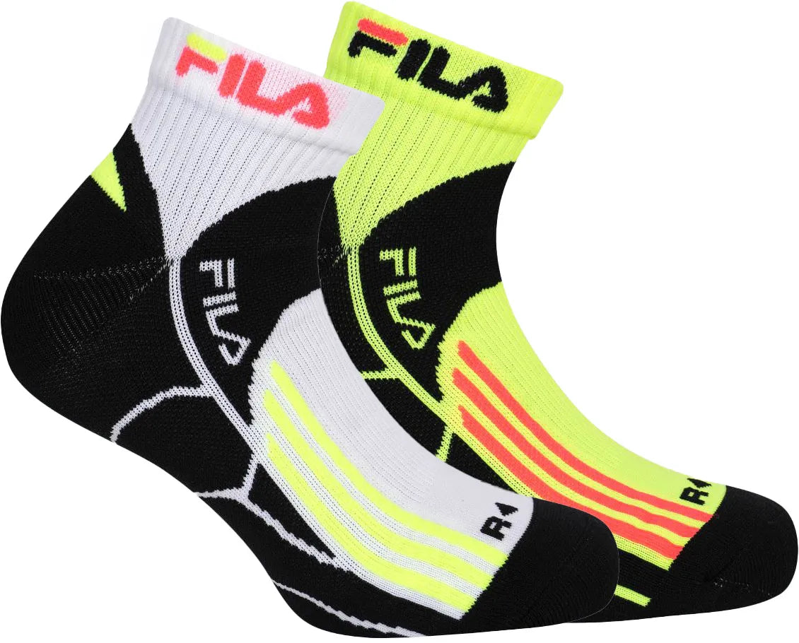 Fila 2-pack Quarter Running Socks Branco-amarelo-fluo 35-38