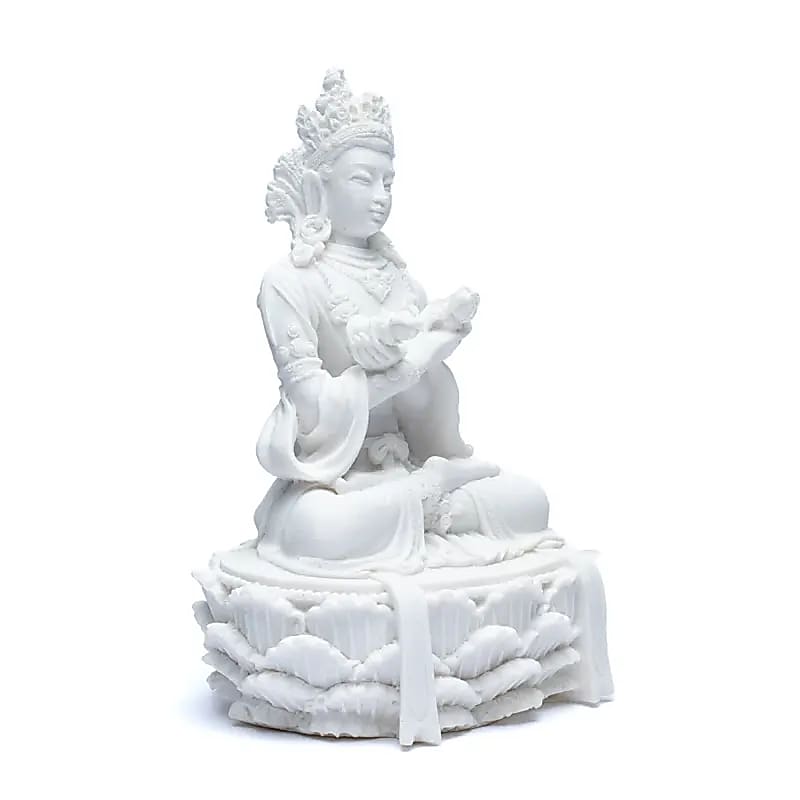 Buddhastaty Med Dorje Och Bell Vit - 11x17cm