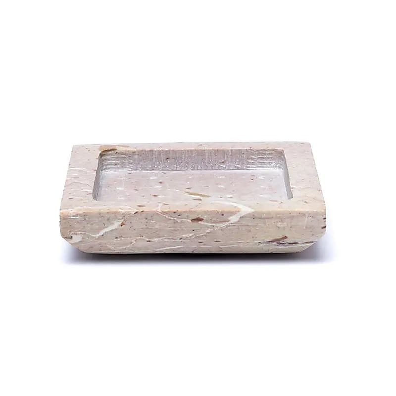 Plateau / Base De Bougie Carré En Pierre De Savon Beige - 9x9cm Paquet De 2 Pcs