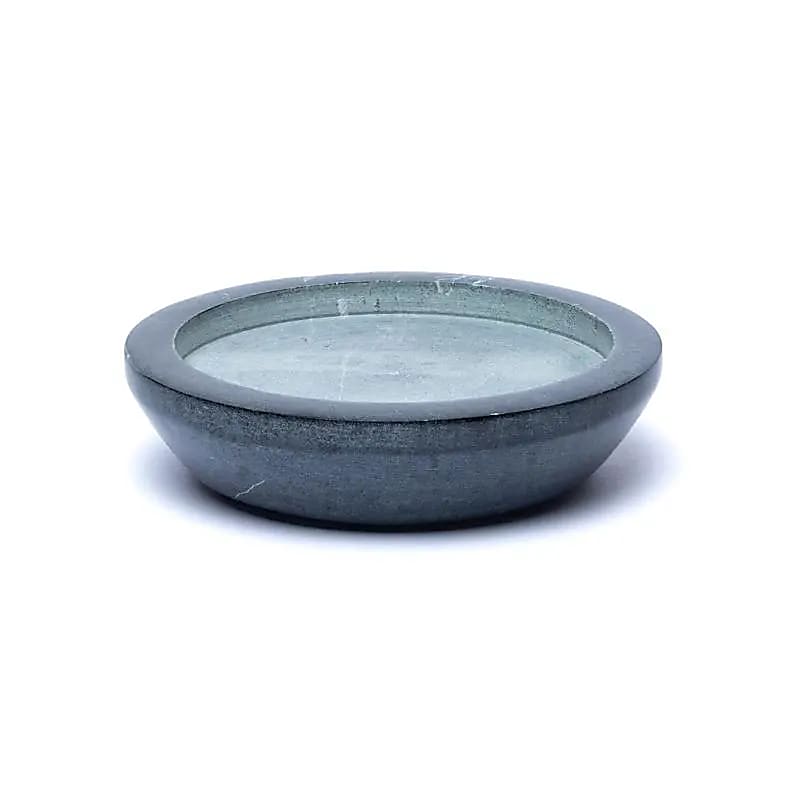 Plateau / Base De Bougie Rond En Pierre De Savon Grise - 9,5cm Paquet De 2 Pcs