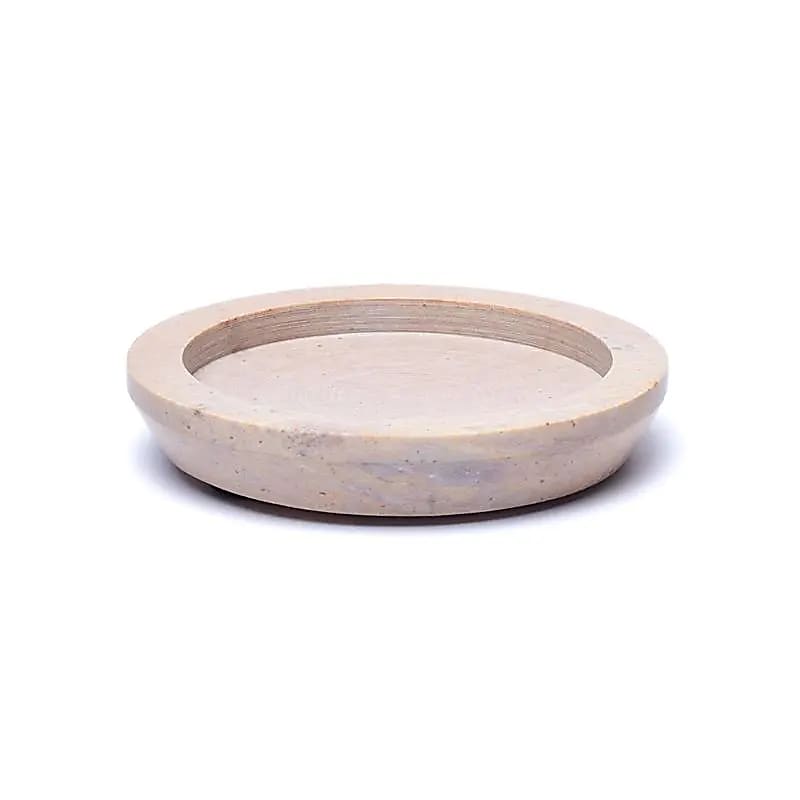 Tray / Candle Base Round Beige Soapstone --package Of 2 Pcs - 9.5cm