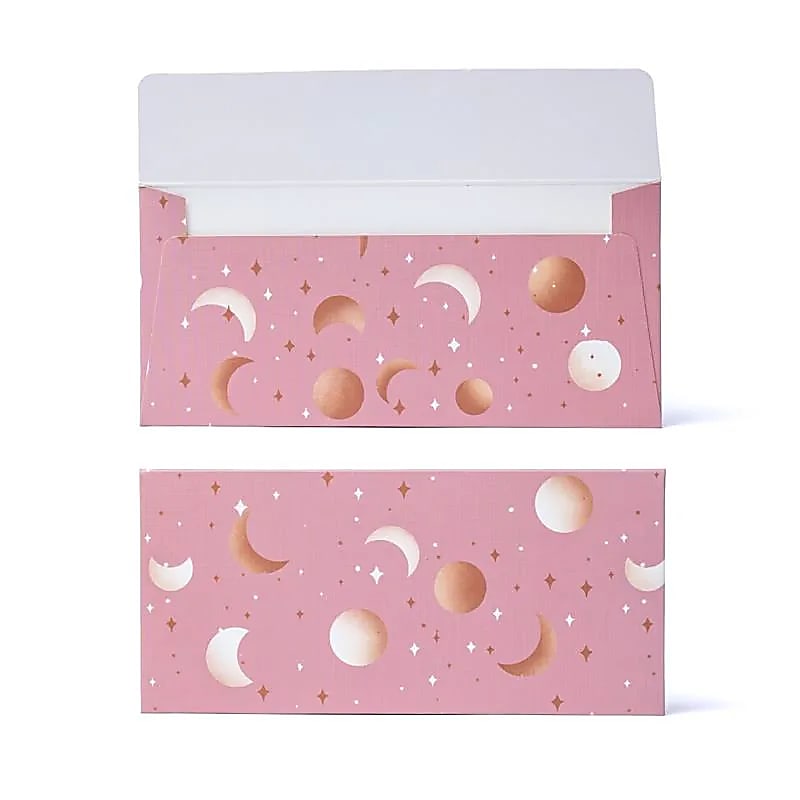Sobre para tarjeta de regalo Luna rosa y estrellas - 19x9 cm Paquete de 10 piezas
