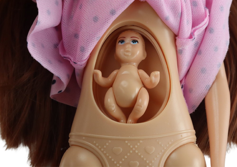 Pregnant Mom Baby Doll Pink Dress Accessories